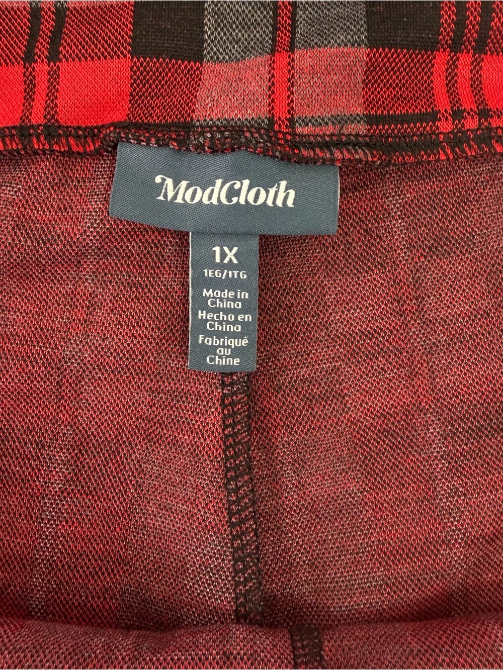ModCloth Plaid Pants Red Black Holiday Tartan Stretch Ankle Christmas Size 1X - Picture 11 of 12